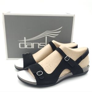 Dansko Women's Jordyn Nubuck Black Sandals Open Toe Size 7.5-8 EU 38